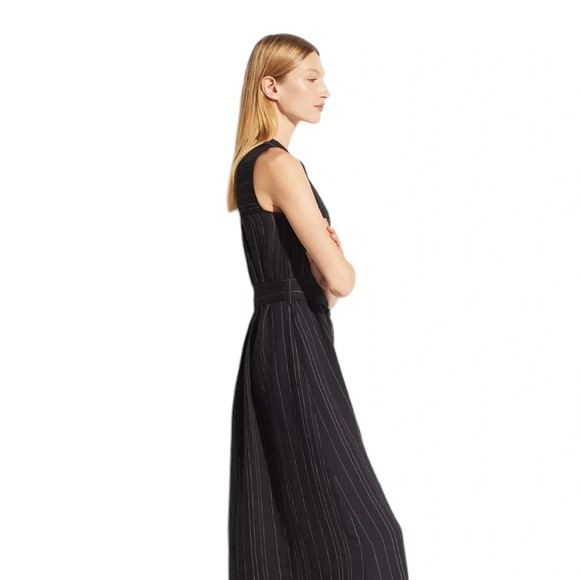 Vince Drapey Stripe Shirt Dress Plus Size XXL Maxi Black Sheer Lagenlook Chic - Picture 11 of 12